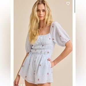 New with tags Altar’d State Natalia Cherry Gingham Romper